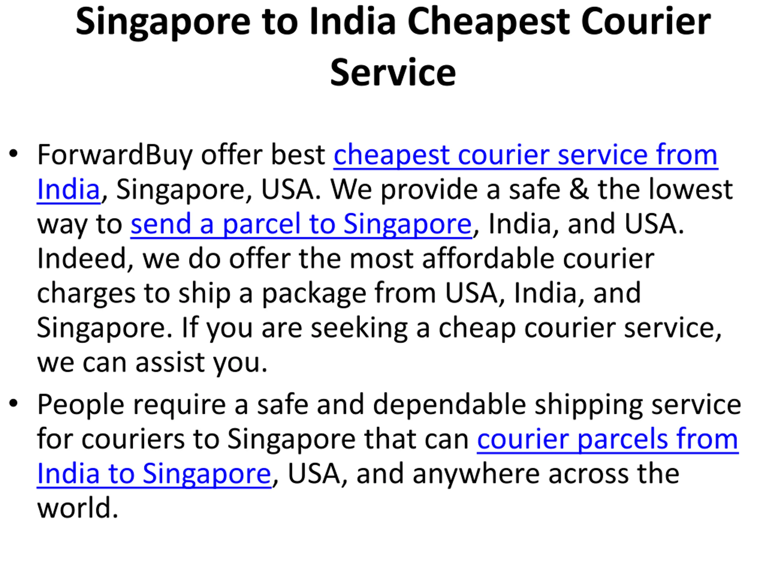 Singapore to India Cheapest Courier Service