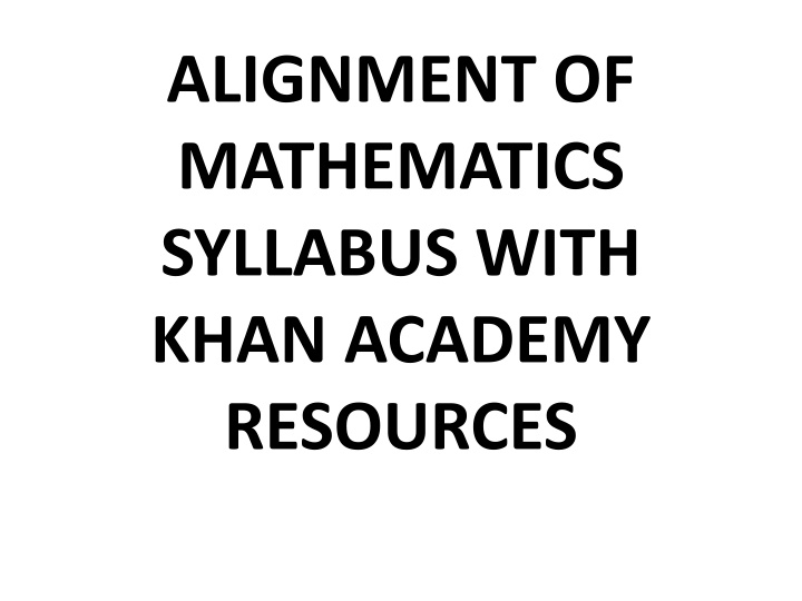 Mathematics Syllabus Alignment with Khan Academy Resources