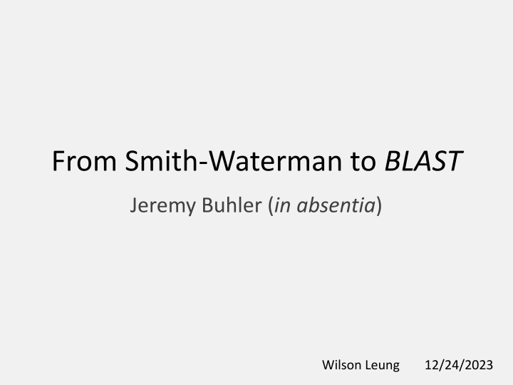Evolution of Sequence Alignment: From Smith-Waterman to BLAST