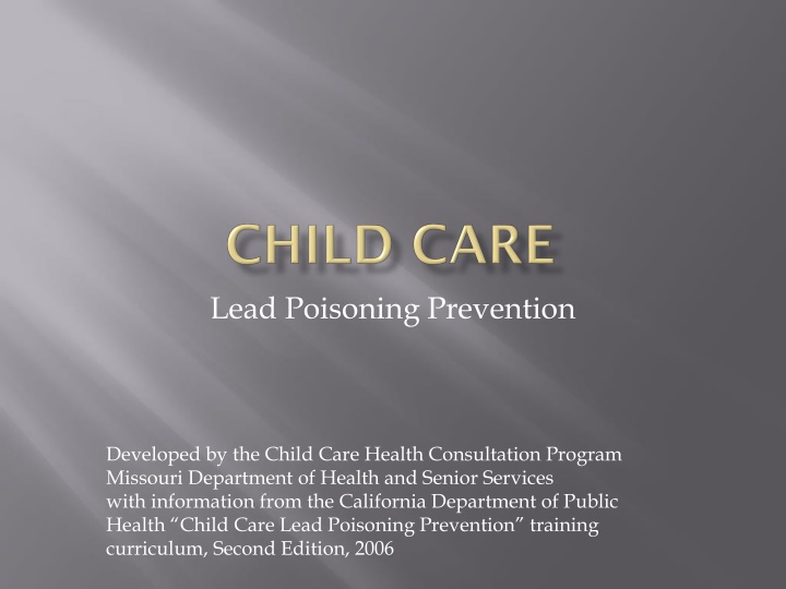 Lead Poisoning Prevention in Child Care Settings