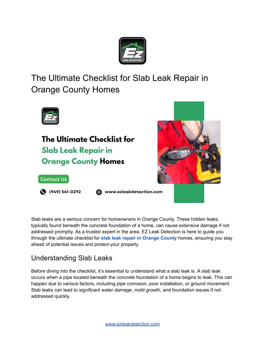 the ultimate checklist for slab leak repair l.w