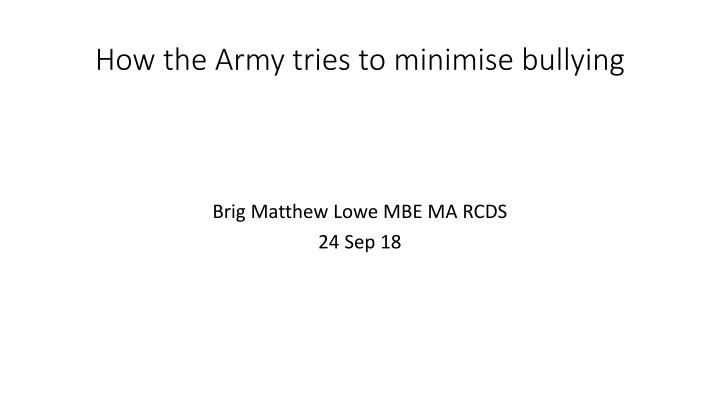 Strategies to Combat Bullying in the Military