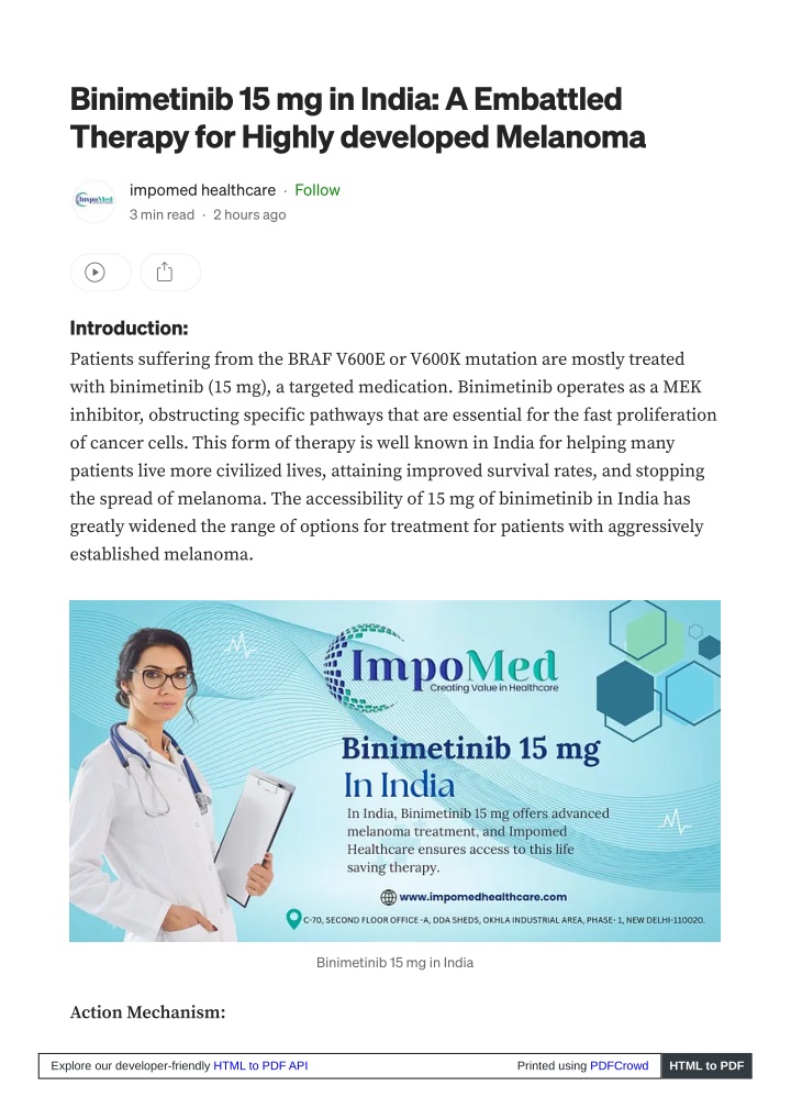 binimetinib 15 mg in india a embattled therapy n.w