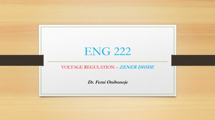 Zener Diodes for Voltage Regulation