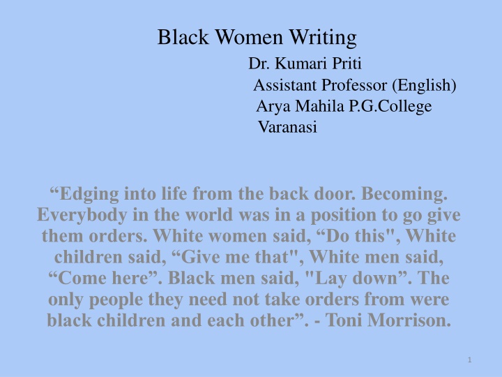 Struggles of Black Women Against Racism and Oppression in America
