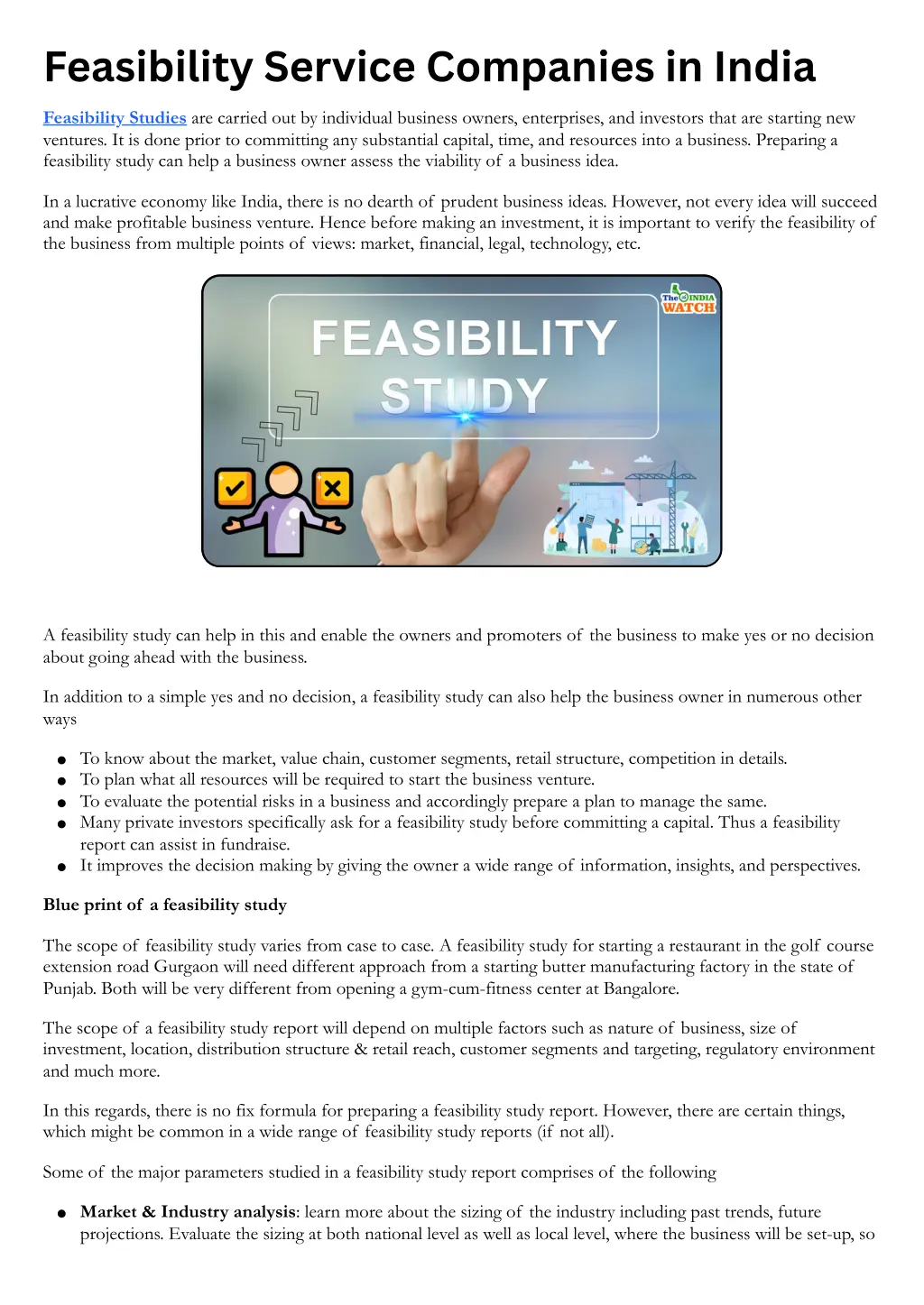 feasibility service companies in india n.