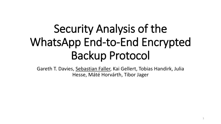 WhatsApp End-to-End Encrypted Backup Protocol Security Analysis