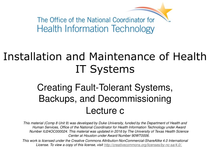 Health IT Systems Maintenance: Fault-Tolerant Strategies and Backup Best Practices
