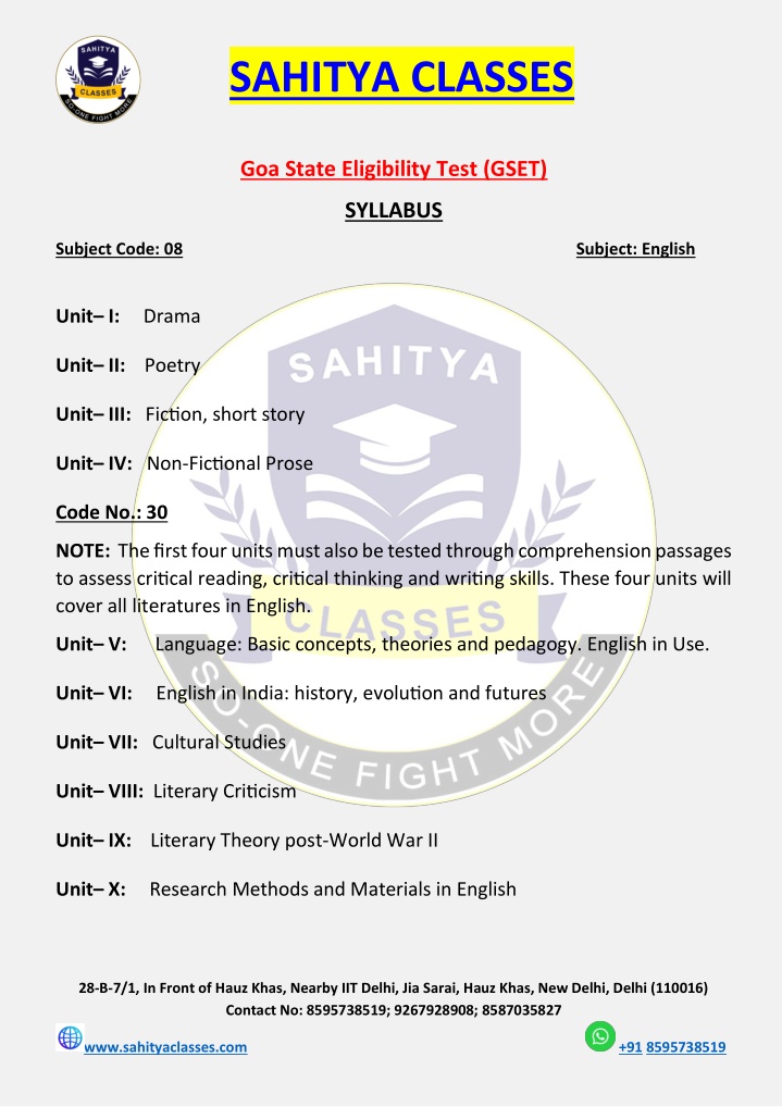 sahitya classes n.w
