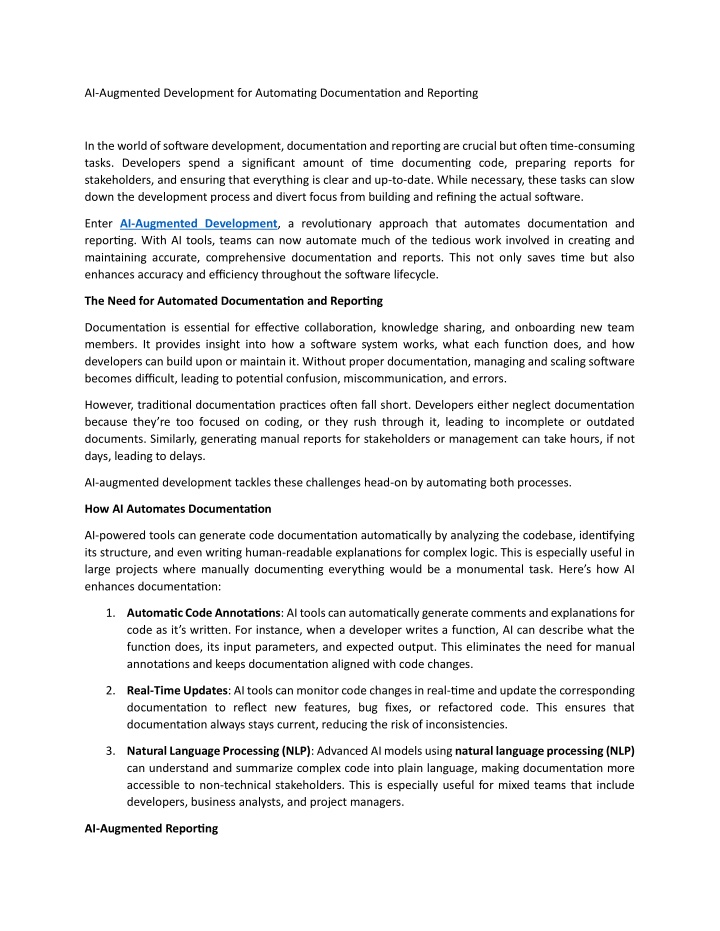 ai augmented development for automating n.w