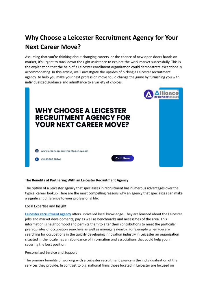 why choose a leicester recruitment agency n.w