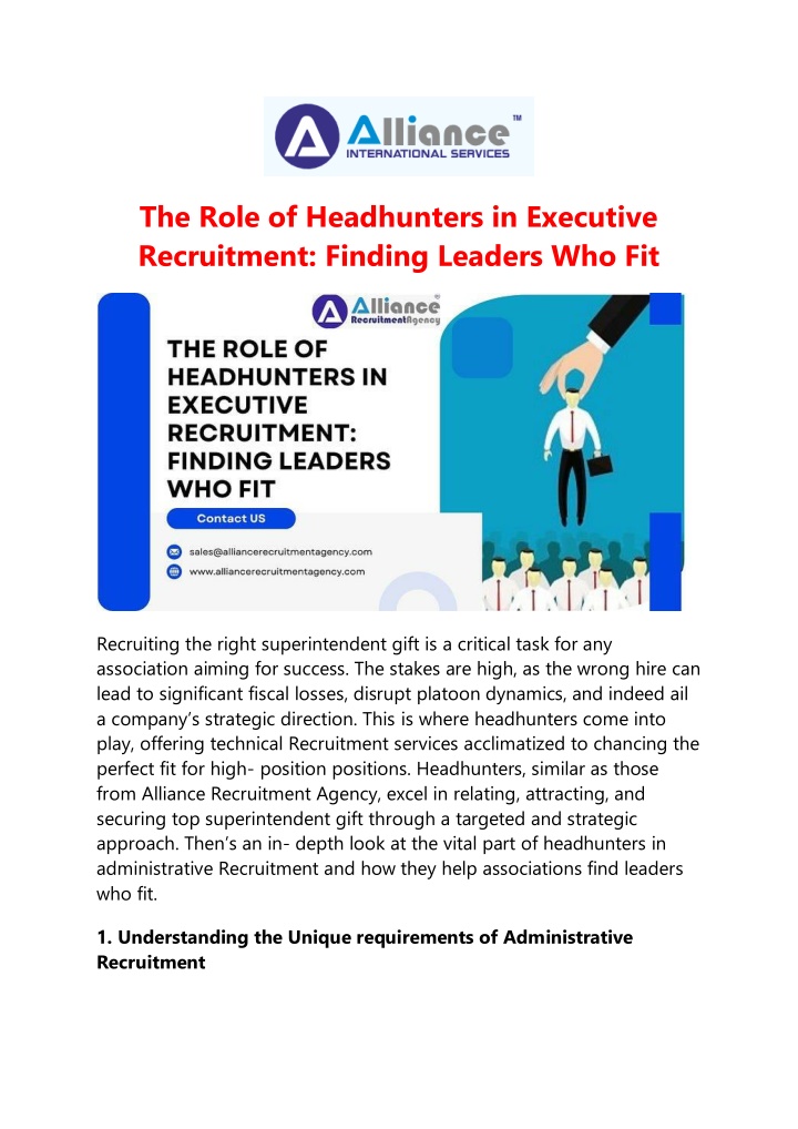 the role of headhunters in executive recruitment n.w
