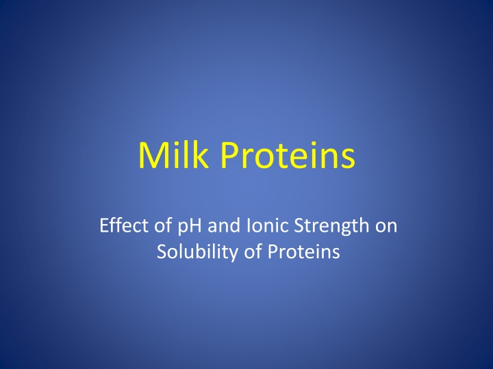 Protein Solubility: Effects of pH, Ionic Strength, and Salting Out