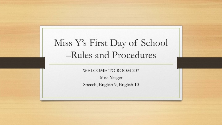 Miss Y's First Day of School Rules and Procedures