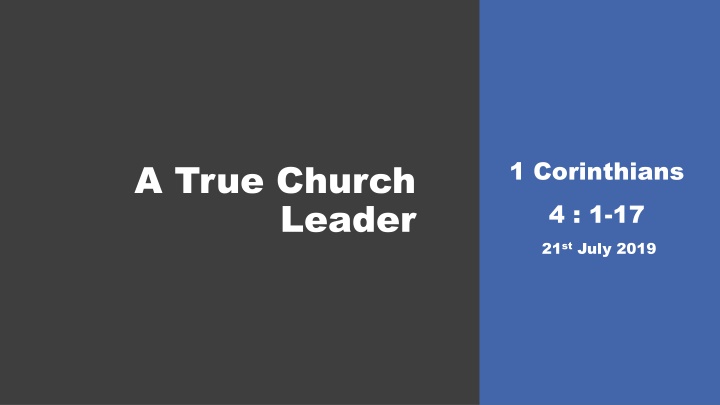A True Church Leader: Lessons from 1 Corinthians 4