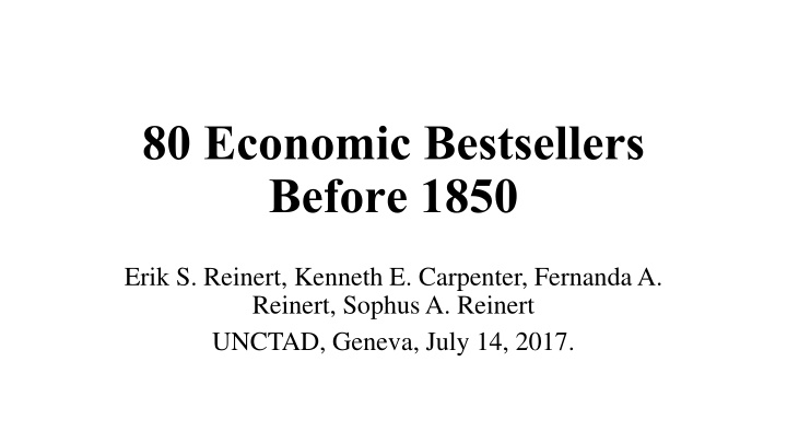 Economic Bestsellers Before 1850