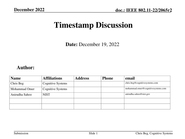 IEEE 802.11-22/2065r2 Timestamp Discussion