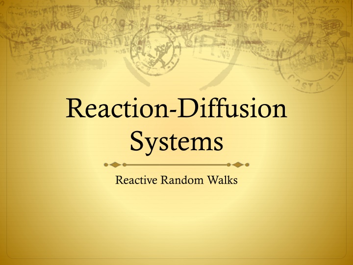 Reaction-Diffusion Systems and Random Walks in Chemistry