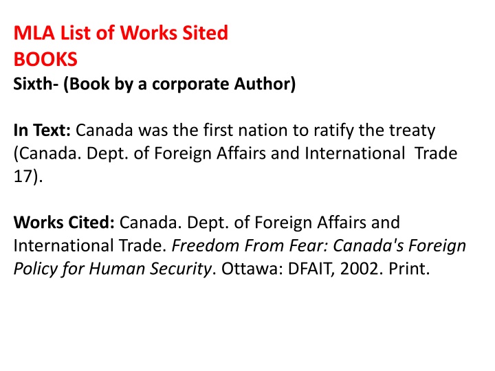MLA List of Works Cited for Different Types of Books