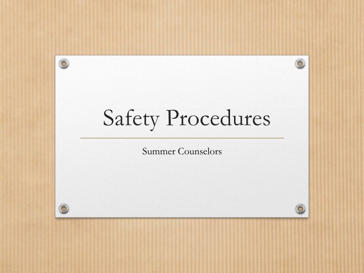 Summer Camp Safety Procedures for Counselors