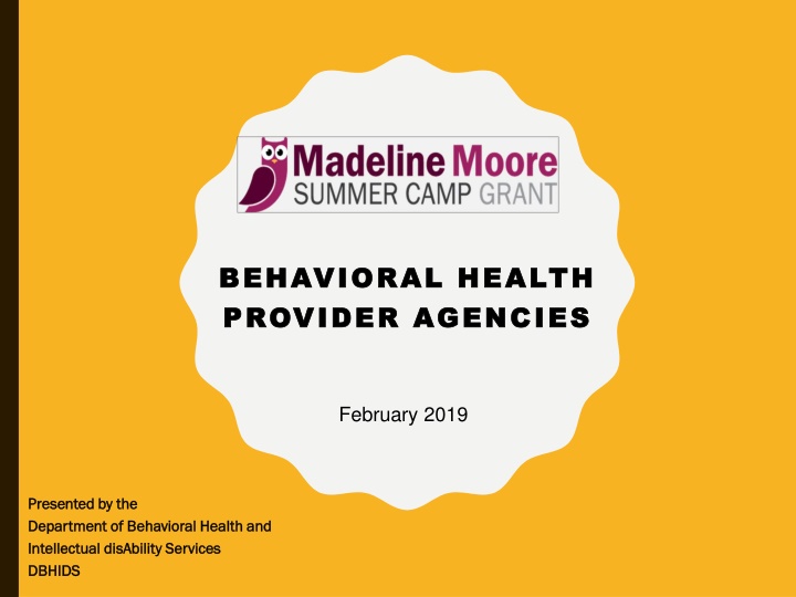 Behavioral Health Camp Grant Program Details