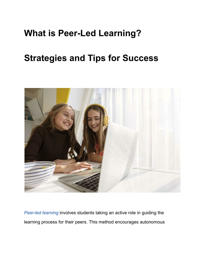 what is peer led learning n.w