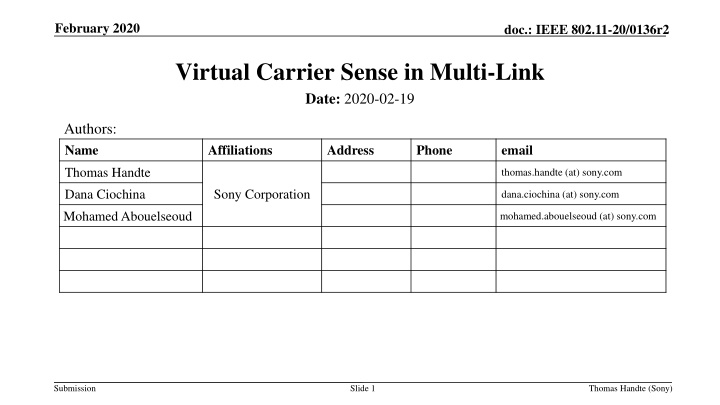 IEEE 802.11-20/0136r2: Virtual Carrier Sense in Multi-Link Networks