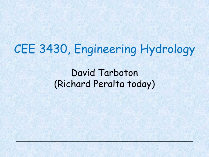 Engineering Hydrology Course Overview and Great Salt Lake Evaporation Analysis