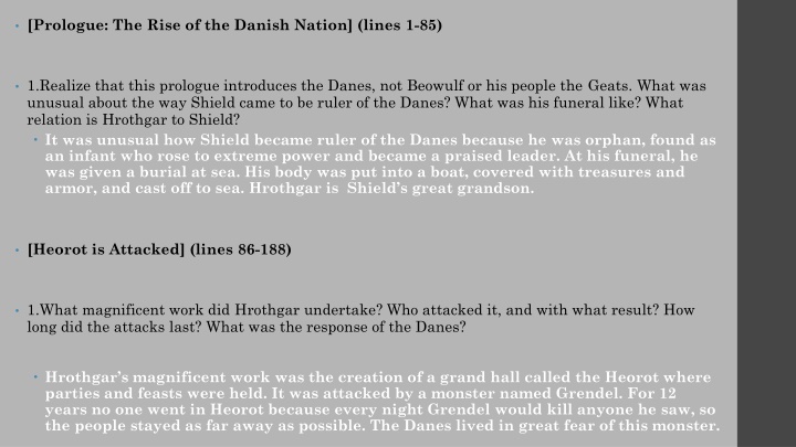 The Rise of the Danish Nation: A Summary of Beowulf Prologue to Feast