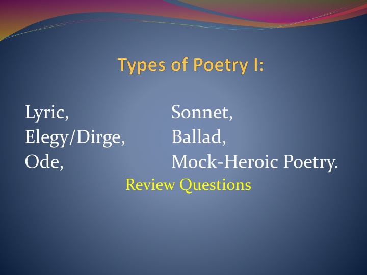Different Forms of Poetry