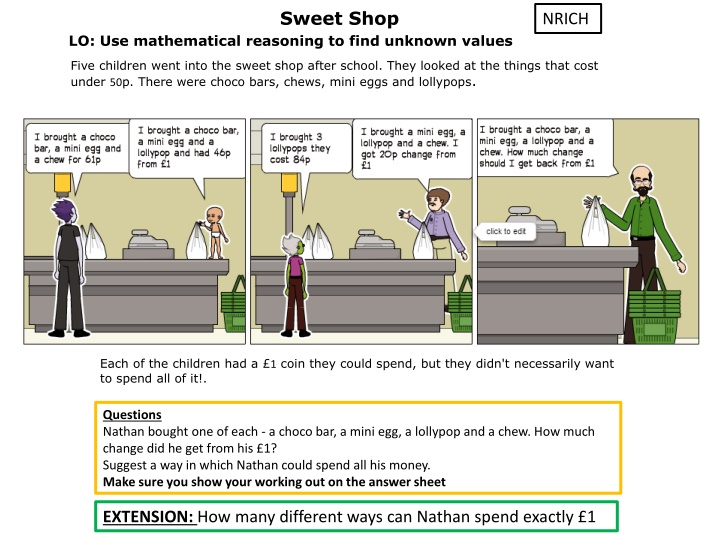 Sweet Shop Mathematical Problem Solving