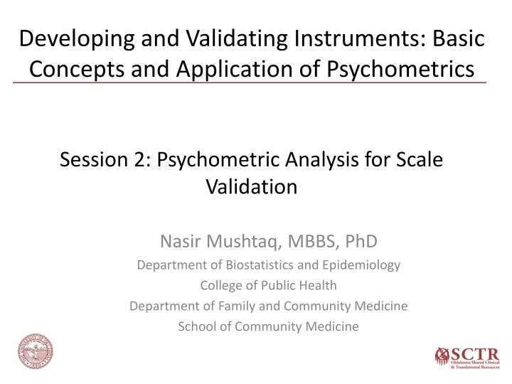 Psychometric Analysis for Scale Validation