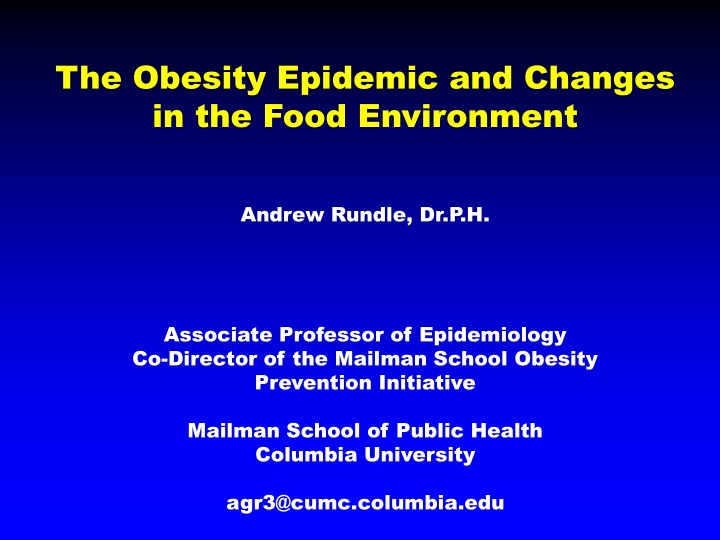 Obesity Trends and Food Environment Changes in the United States
