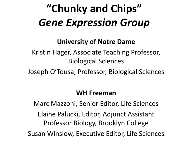Gene Expression in Biological Sciences Course