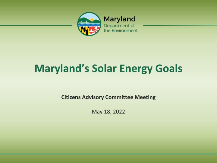 Maryland's Climate Change Initiatives and Goals