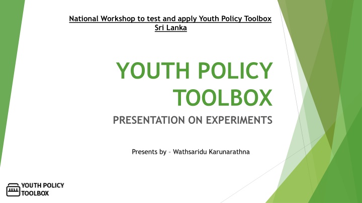 Sri Lanka Youth Policy Toolbox: Key Challenges and Experiments