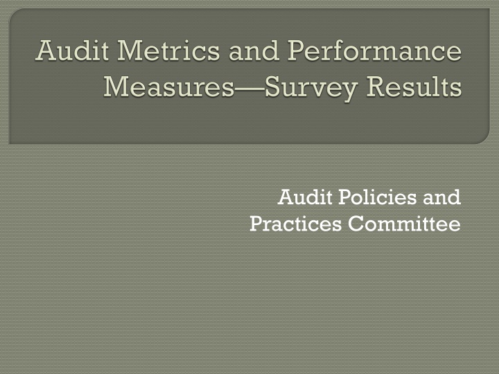 Federal Audit Practices and Metrics Evaluation