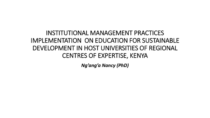 Implementation of Institutional Management Practices on Education for Sustainable Development in Kenyan Universities