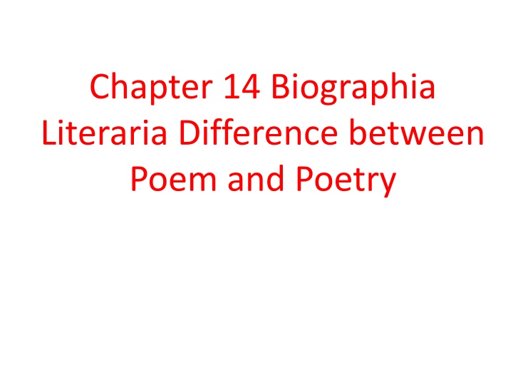 Coleridge's Cardinal Points of Poetry in Biographia Literaria