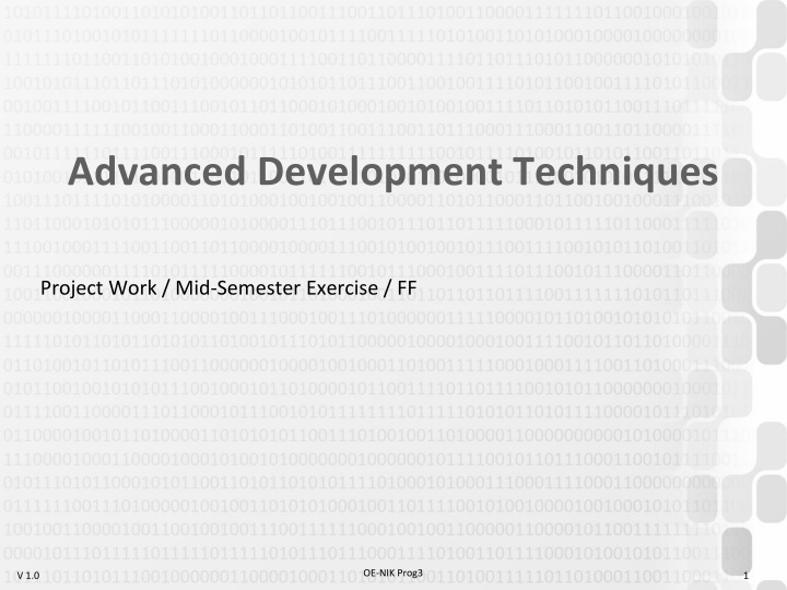 Advanced Development Techniques - Project Work Mid-Semester Exercise