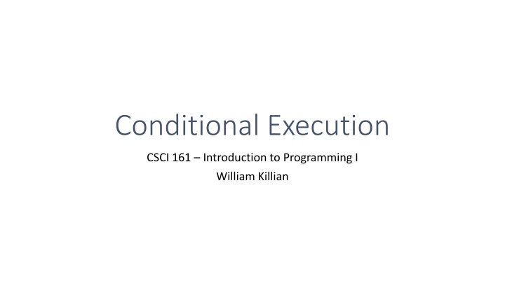 Conditional Execution in Programming