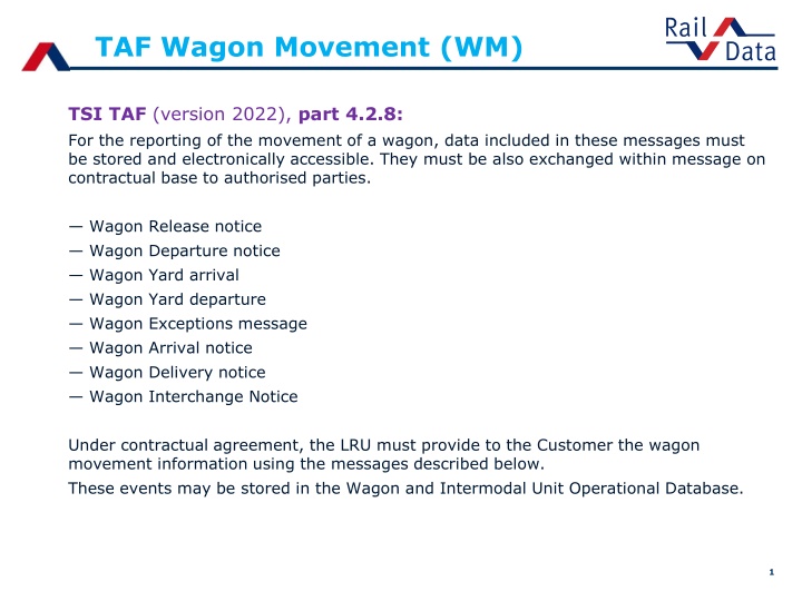 Enhancing Wagon Movement Reporting Under TAF