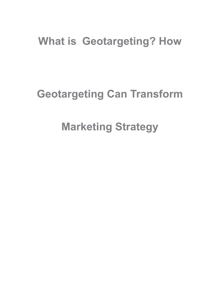 what is geotargeting how n.w