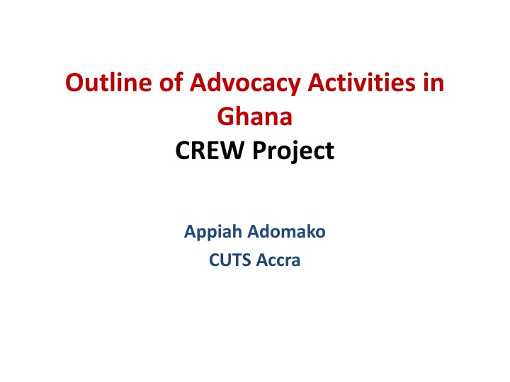 Strategic Advocacy Approaches for Sectoral Development in Ghana
