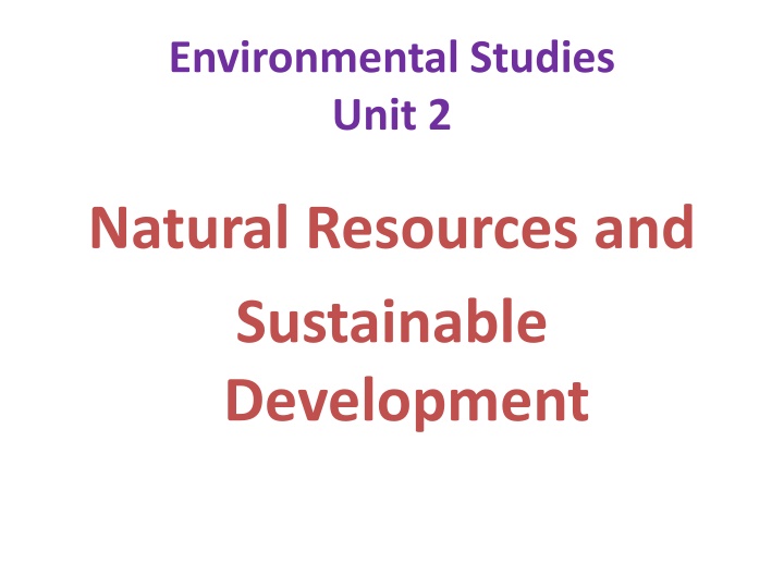 Natural Resources and Sustainable Development