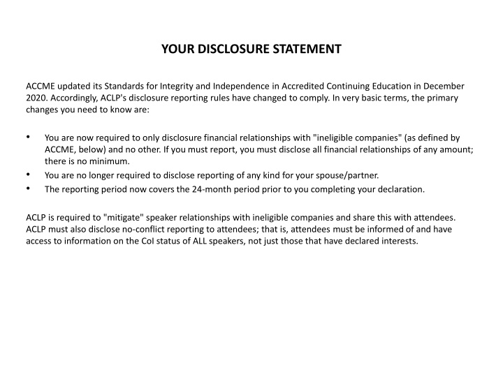 Updated Disclosure Rules for Financial Relationships in Continuing Education