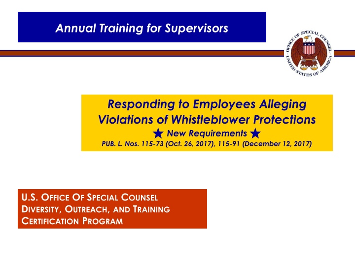 Annual Training for Supervisors on Responding to Whistleblower Allegations