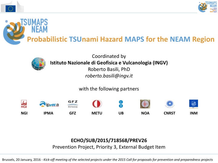 Probabilistic Tsunami Hazard Assessment Project for the NEAM Region