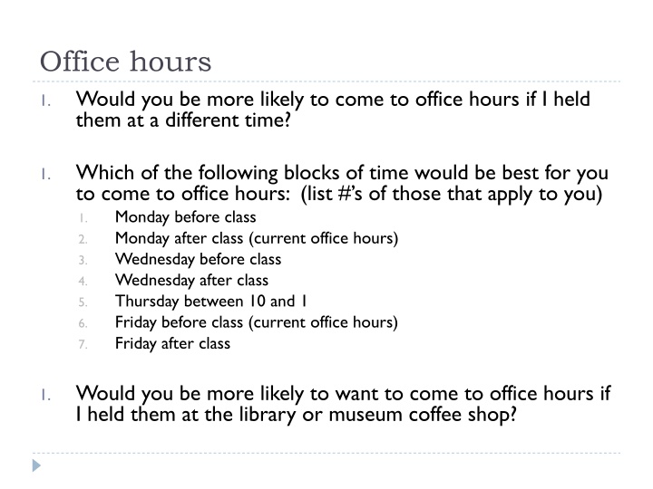 Office Hours Times and Locations for Better Accessibility