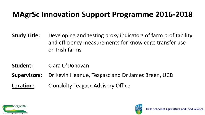 Developing Proxy Indicators for Farm Profitability in Irish Agriculture